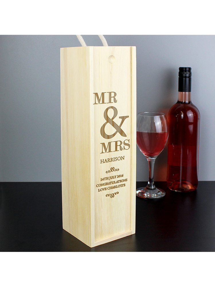 Personalised Couples Wooden Wine Bottle Box Novelties Parties Direct Ltd
