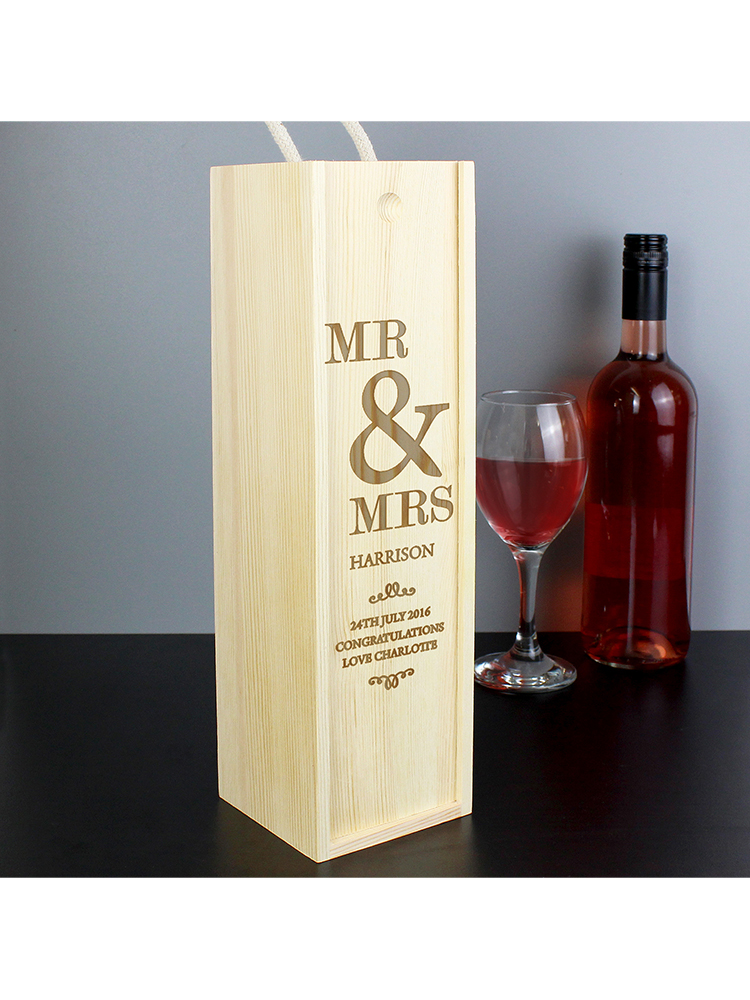 Personalised Couples Wooden Wine Bottle Box