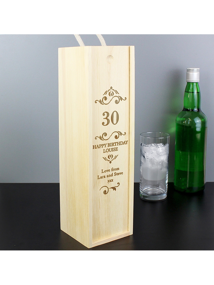 Personalised Elegant Number Wooden Wine Bottle Box