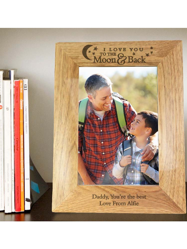 Personalised To the Moon and Back... 7"x5" Wooden Photo Frame