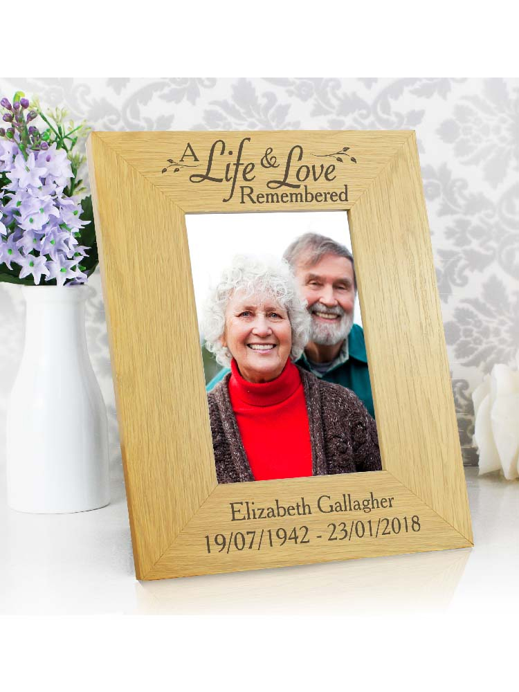 Personalised Life & Love 6x4 Oak Finish Photo Frame