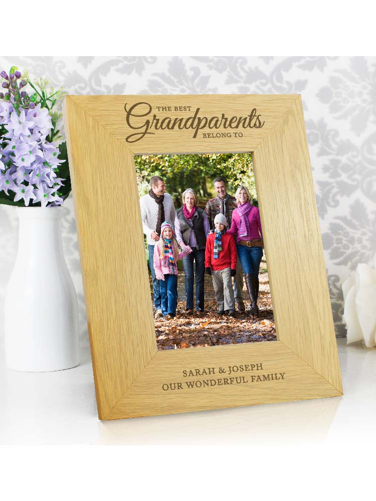 Personalised ""The Best Grandparents"" 6x4 Oak Finish Photo Frame