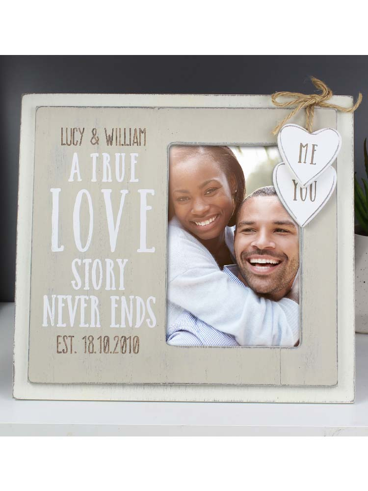 Personalised Love Story 6"x4" Wooden Photo Frame