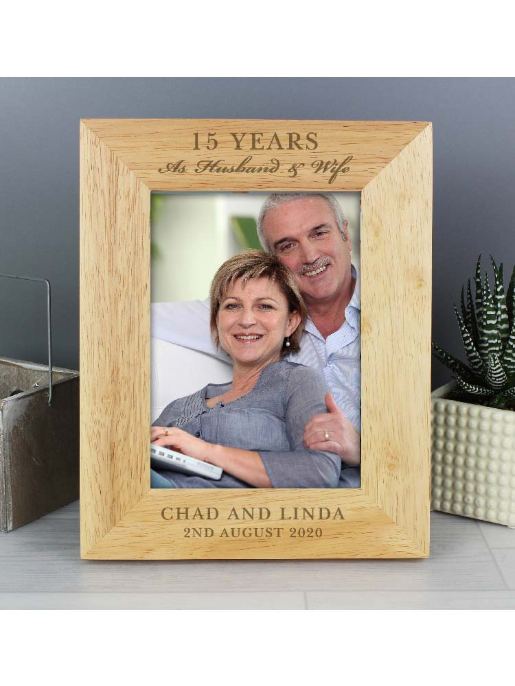 Personalised Anniversary 7"x5" Wooden Photo Frame