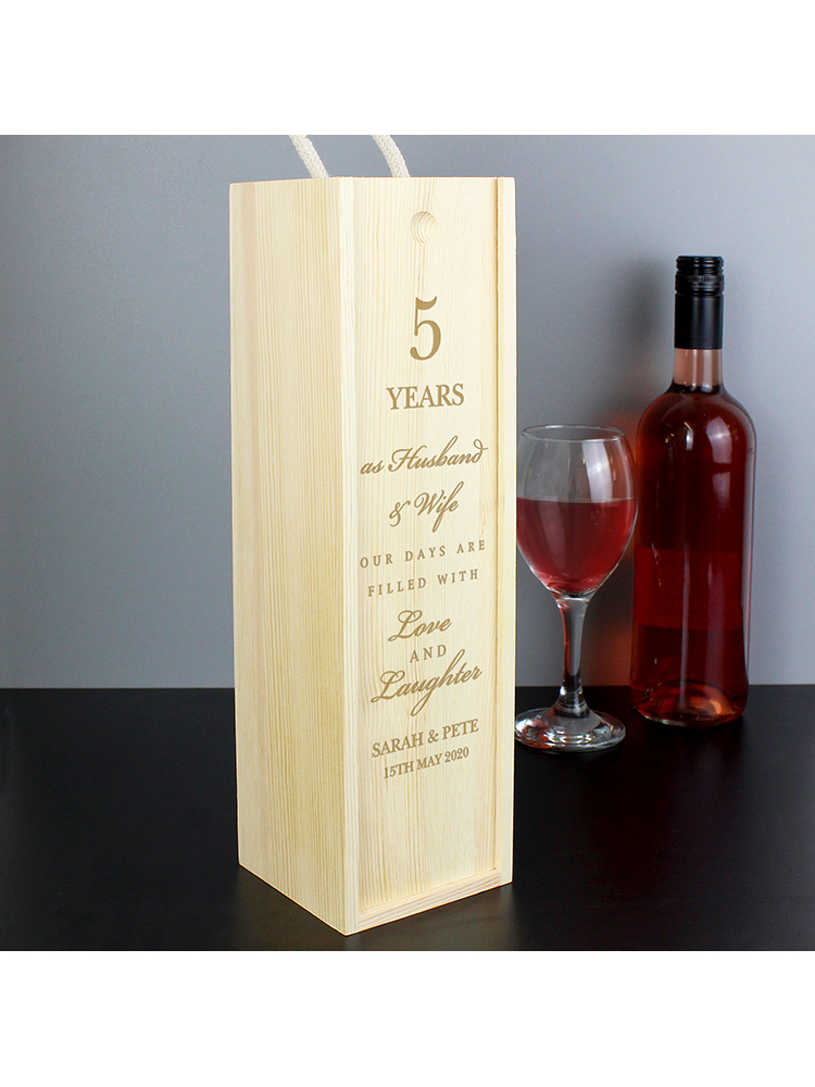 Personalised Anniversary Wooden Wine Bottle Box