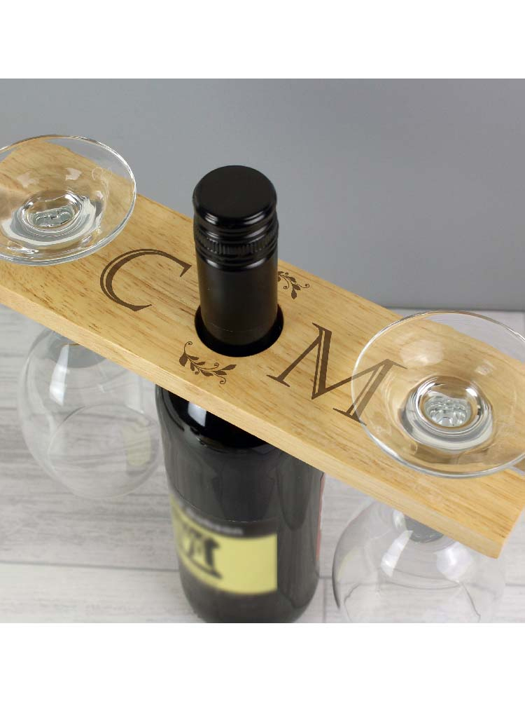 Personalised 'Initials' Wine Glass & Bottle Butler