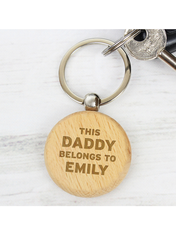 Personalised This Daddy Belongs To Wooden Keyring