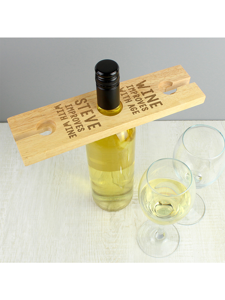 Personalised 'Improves With Wine' Wine Glass & Bottle Holder