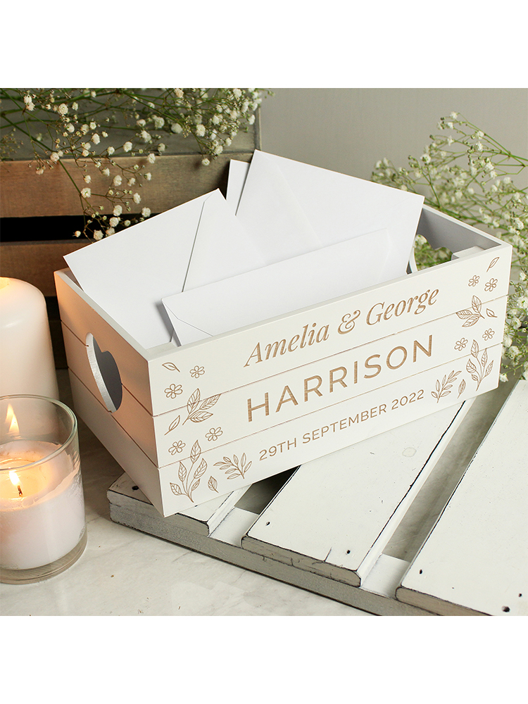 Personalised Free Text White Wooden Crate