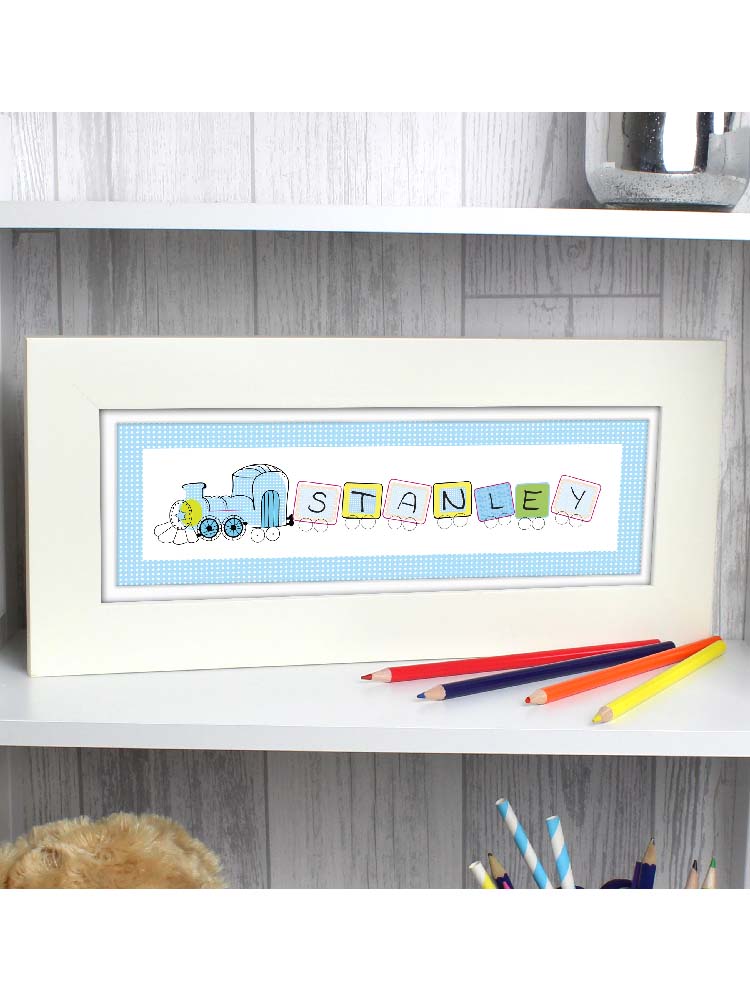 Personalised Patchwork Train Name Frame