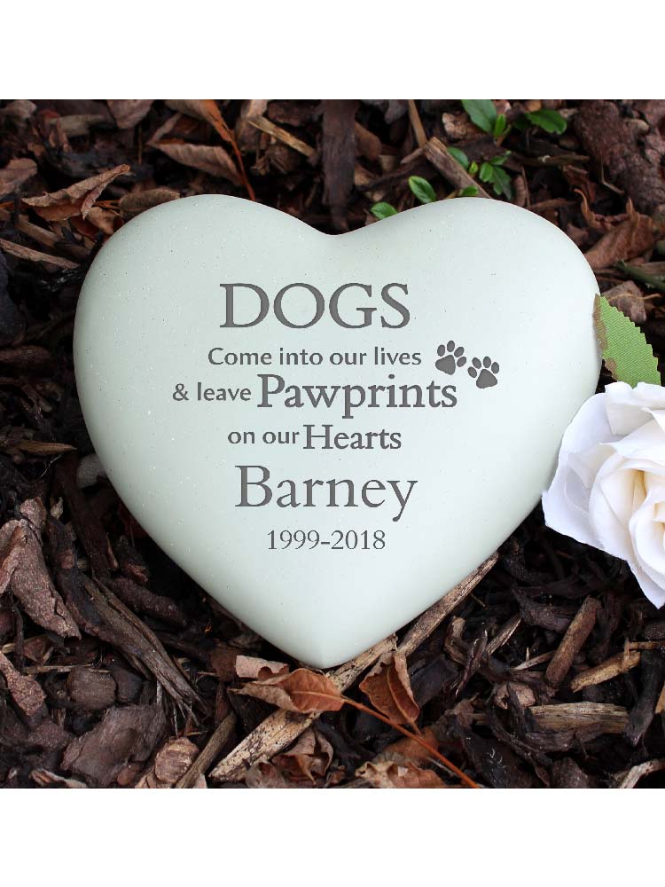 Personalised Dog Pawprints Heart Memorial