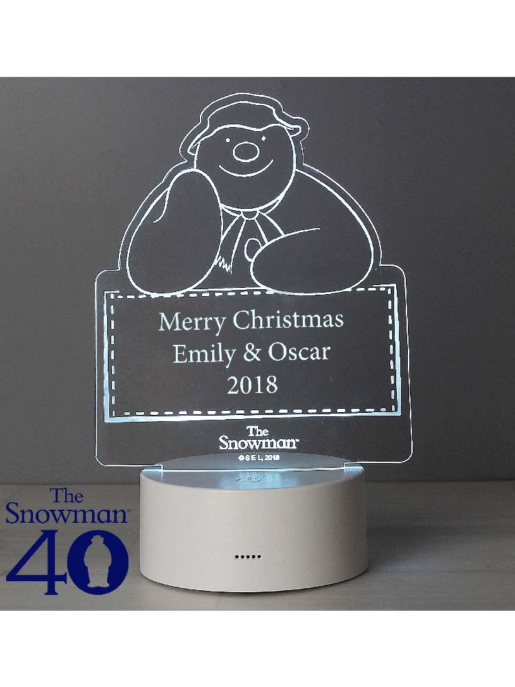 Personalised The Snowman LED Colour Changing Decoration & Night Light