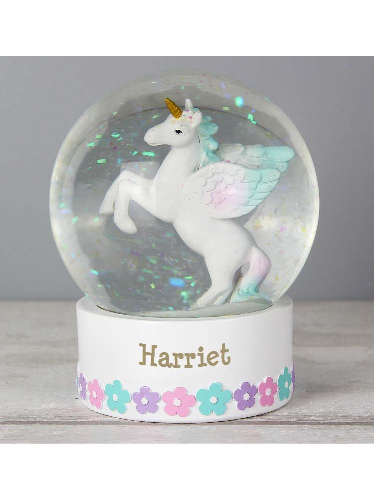 Personalised Unicorn Name Snow Globe