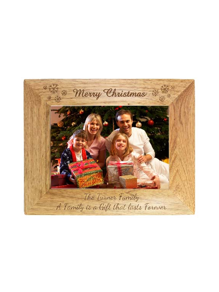 Personalised Snowflake 7x5 Landscape Wooden Photo Frame