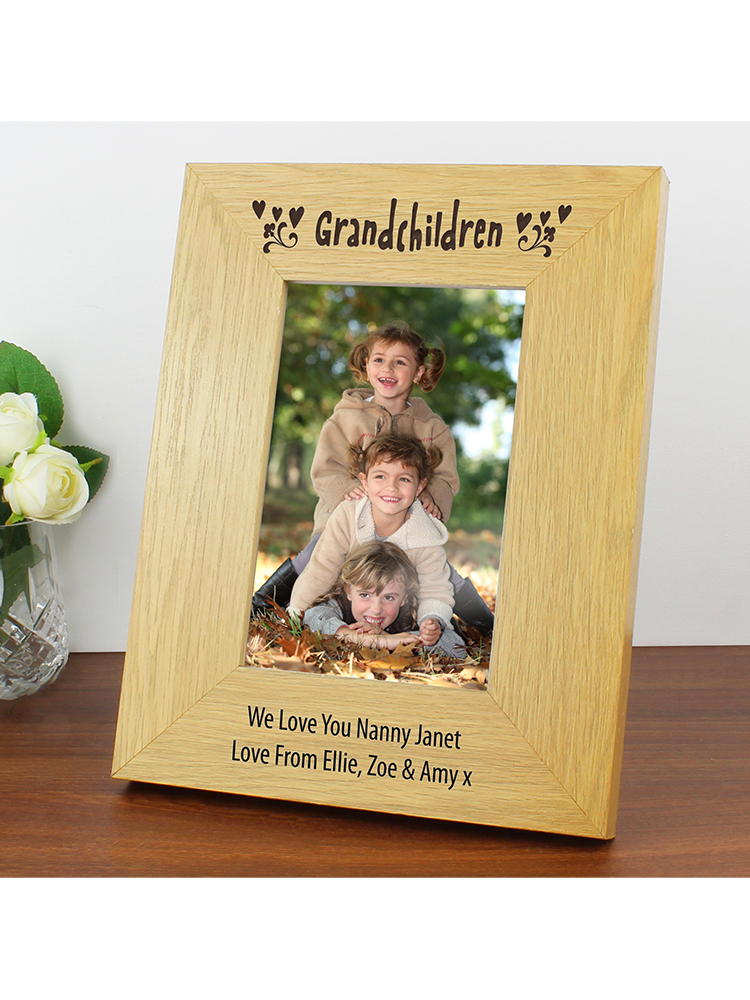 Personalised Oak Finish 6x4 Grandchildren Photo Frame