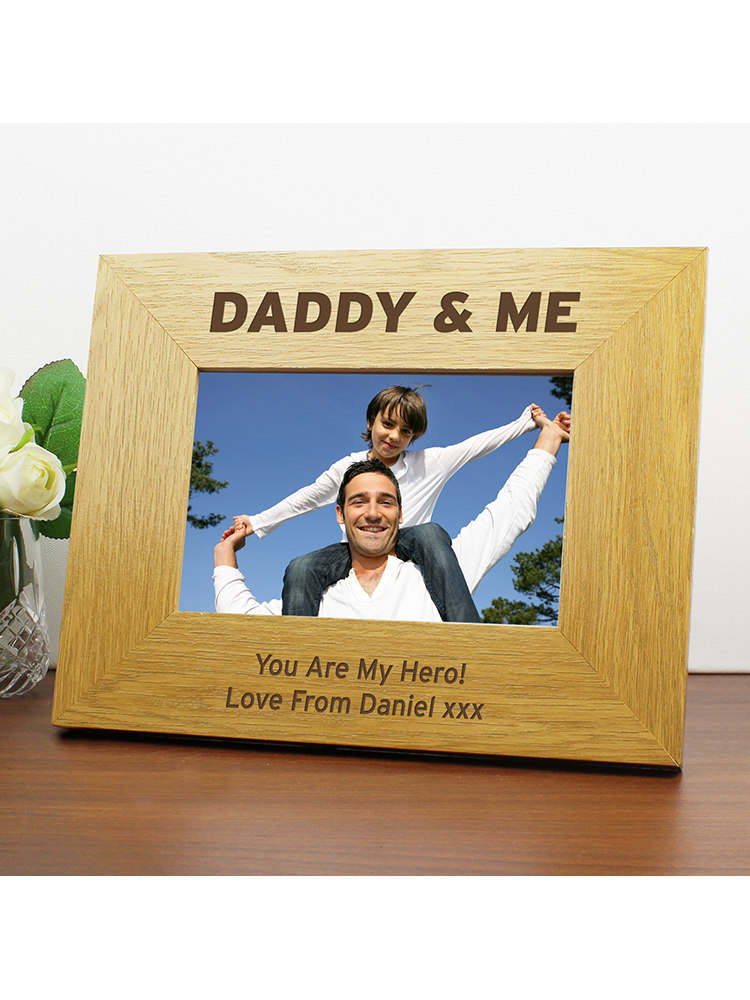 Personalised Oak Finish 6x4 Daddy & Me Photo Frame