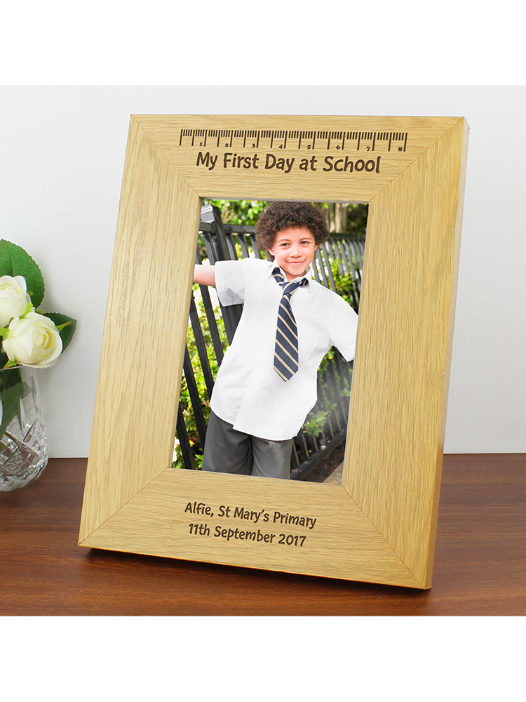 Personalised Oak Finish 6x4 My First Day At School Photo Frame