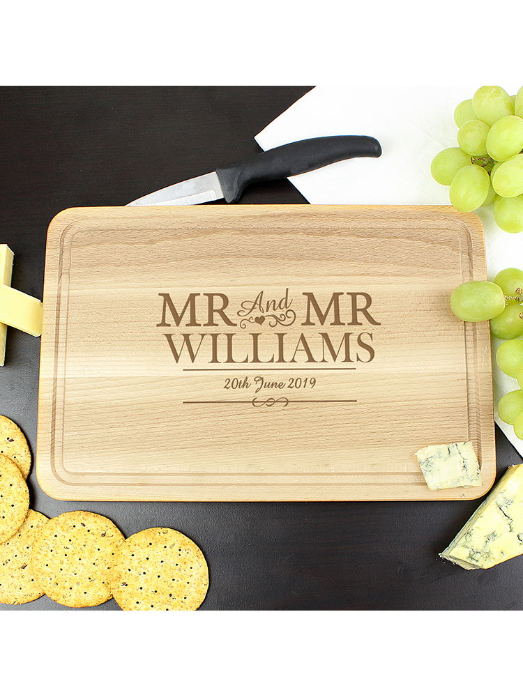 Personalised Mr & Mr Large Chopping Board