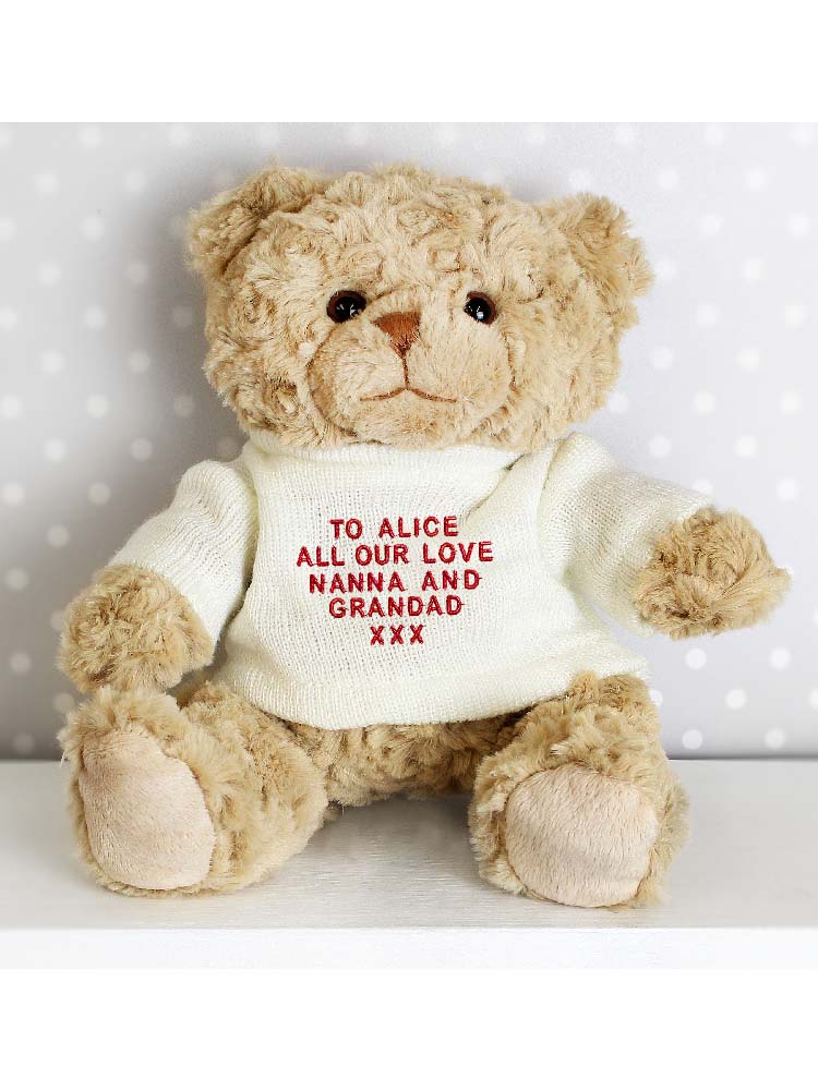 Personalised Message Teddy Bear - Red Embroidery