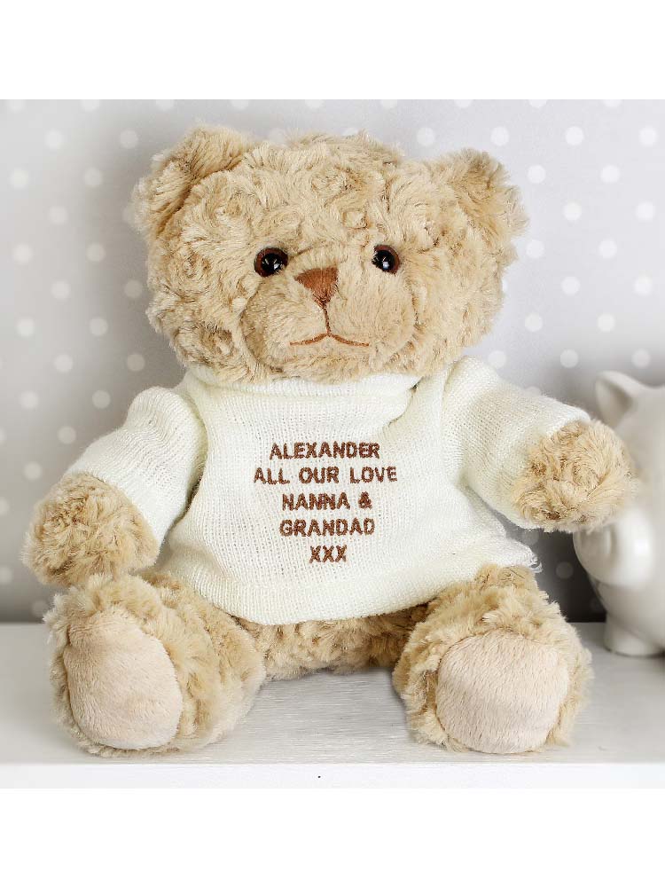 Personalised Message Teddy Bear - Brown Embroidery