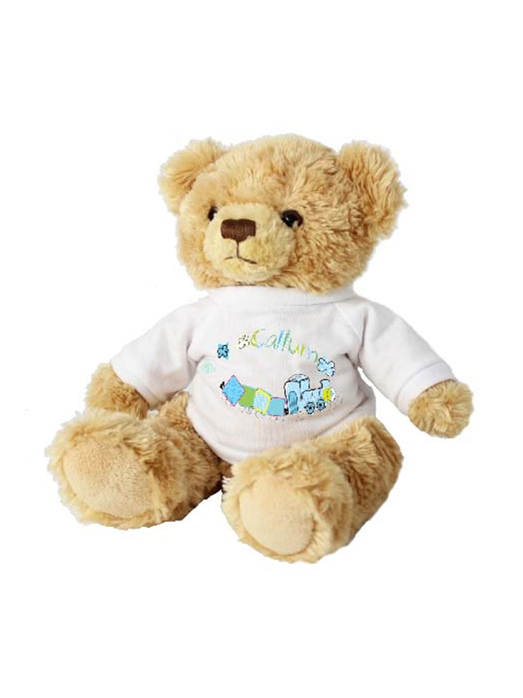 Personalised Patchwork Train Teddy Bear