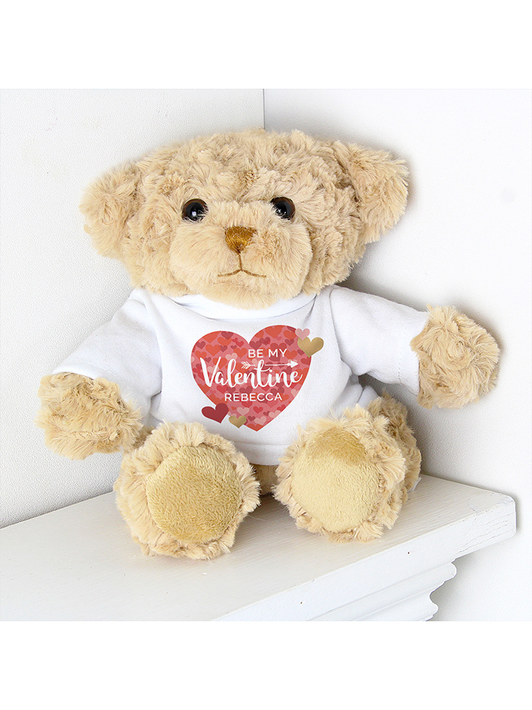 Personalised Valentine's Day Confetti Hearts Teddy Bear