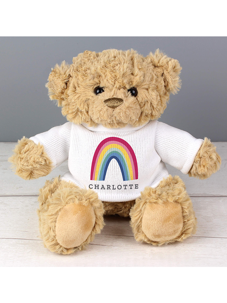 Personalised Rainbow Teddy Bear