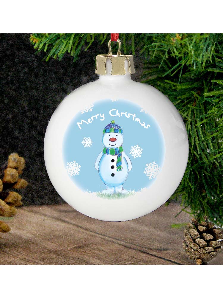 Personalised Snow Scene Snowman Bauble