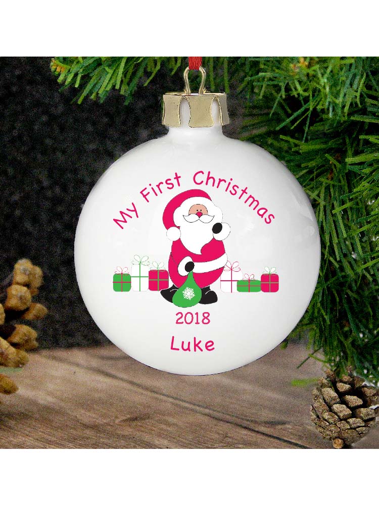 Personalised Santa with Presents Bauble