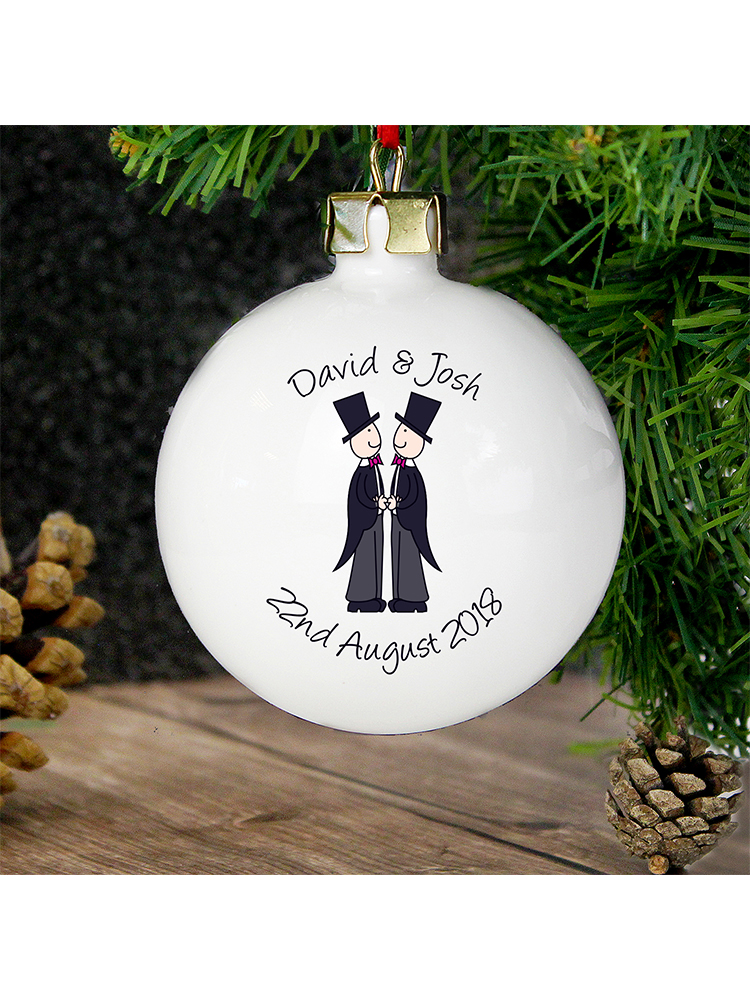 Personalised Male Same-Sex Wedding Bauble