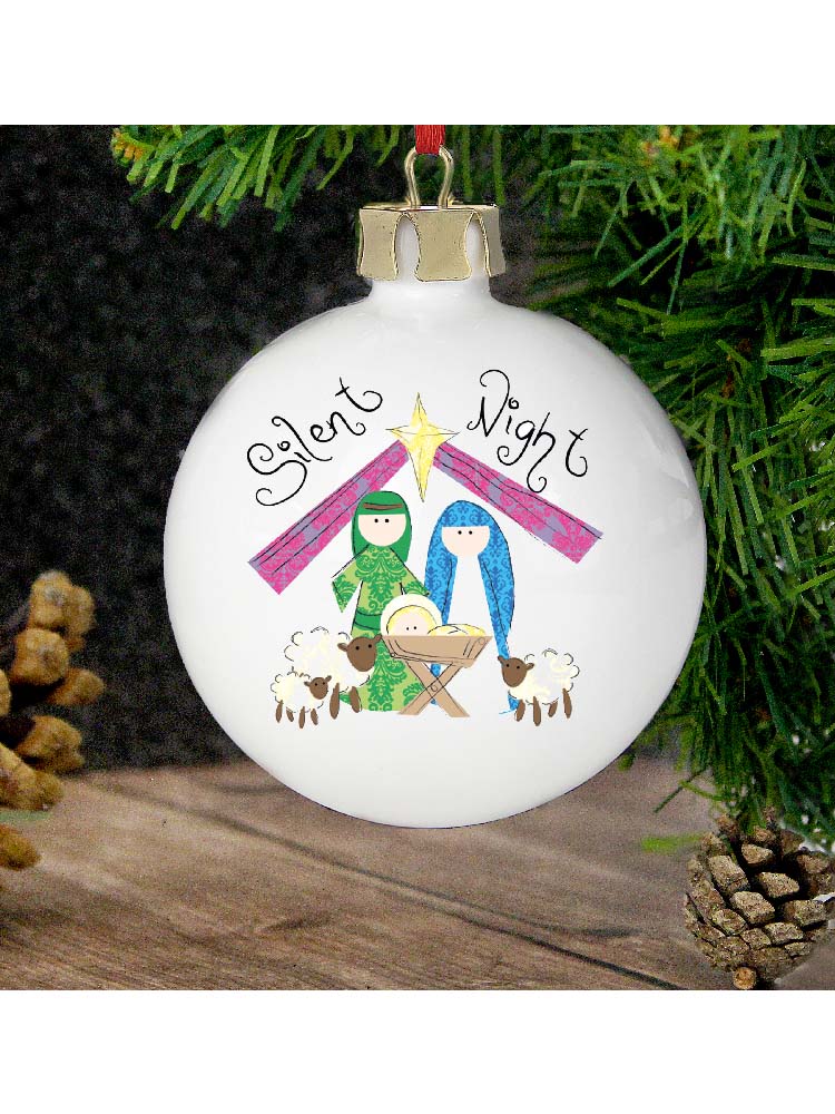 Personalised Nativity Silent Night Bauble