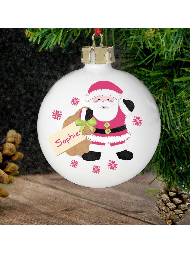 Personalised Felt Stitch Santa Bauble