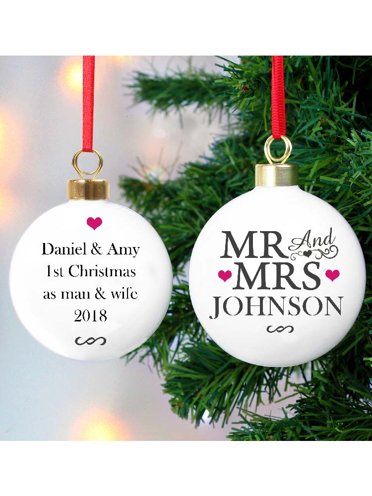 Personalised Mr & Mrs Bauble