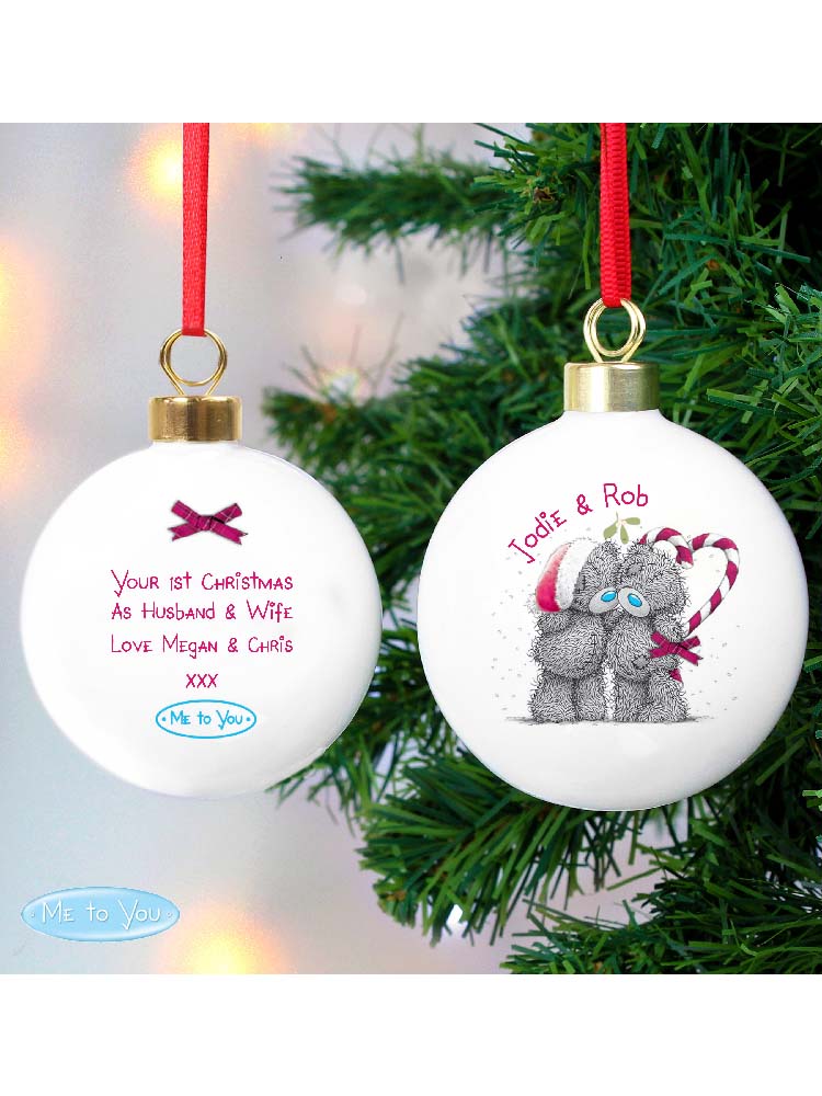 Personalised Me To You Couple Christmas Bauble