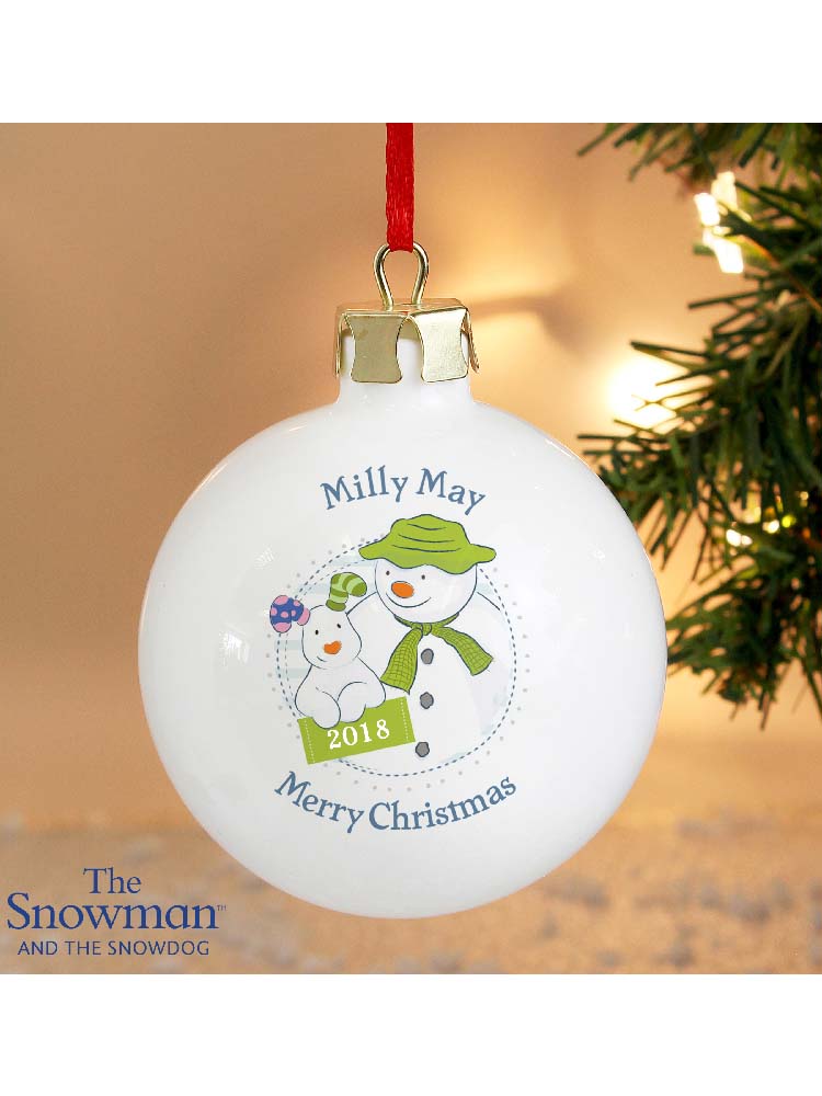 Personalised The Snowman and the Snowdog Year Bauble