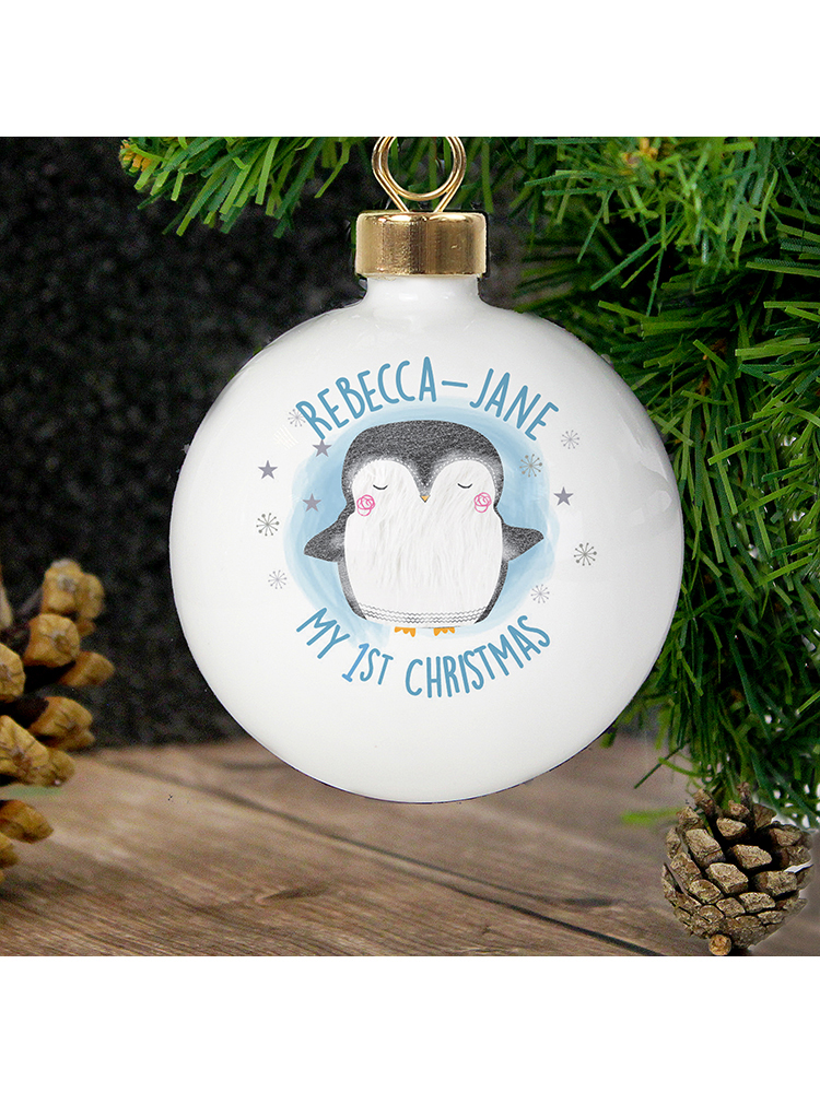 Personalised 1st Christmas Pengiun Bauble