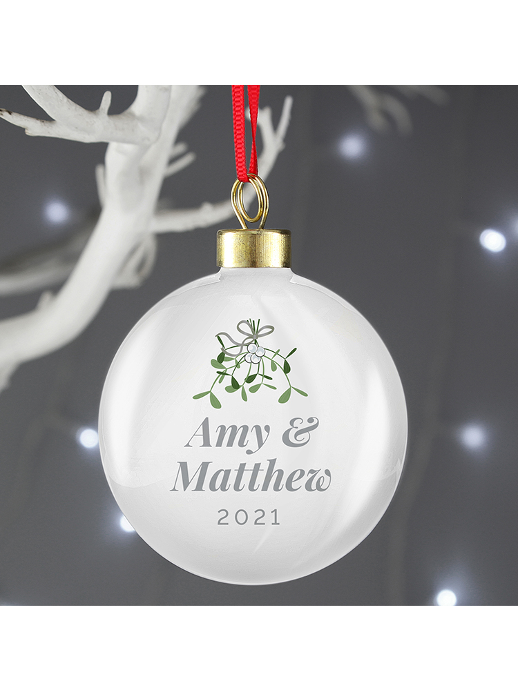 Personalised Couples Mistletoe Bauble