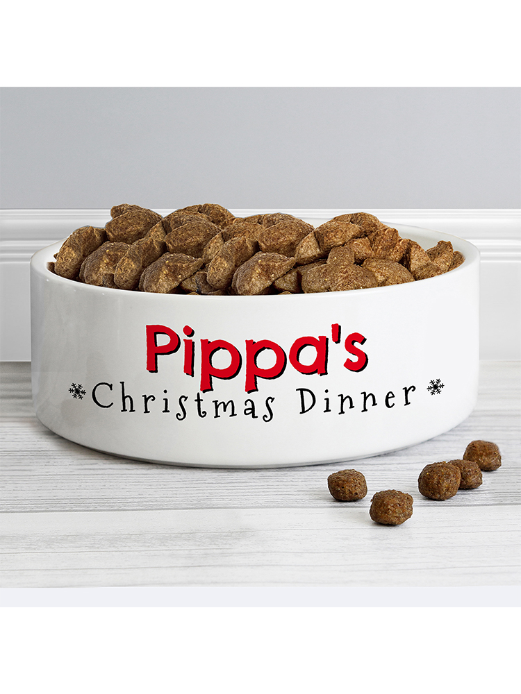 Personalised Christmas Dinner 14cm Medium Pet Bowl