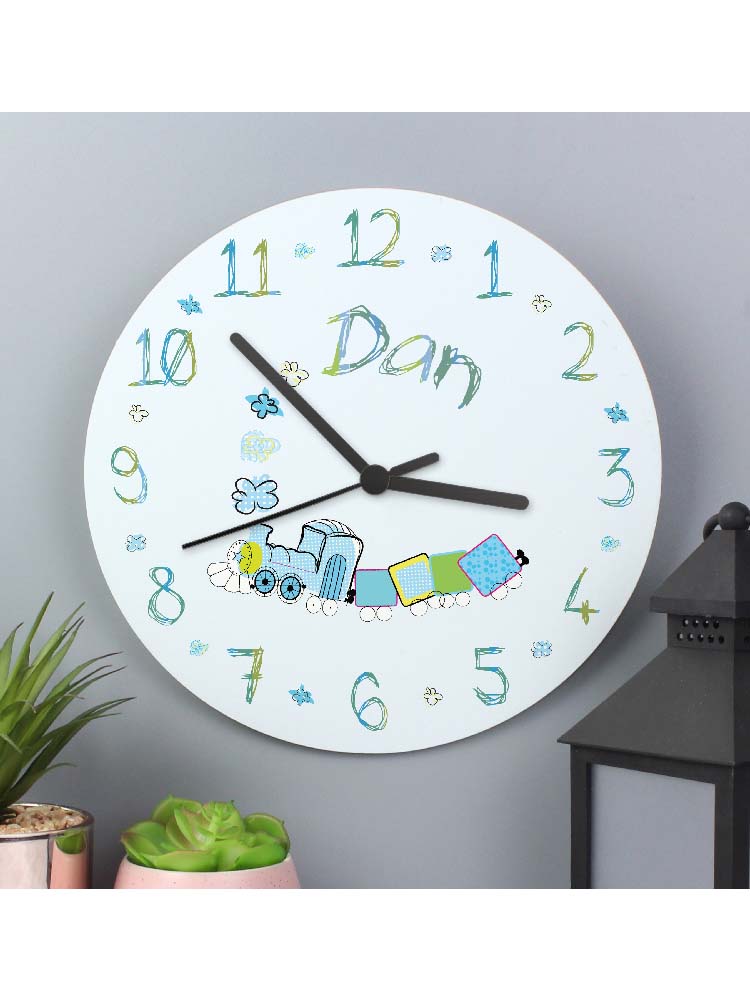 Personalised Patchwork Train Clock