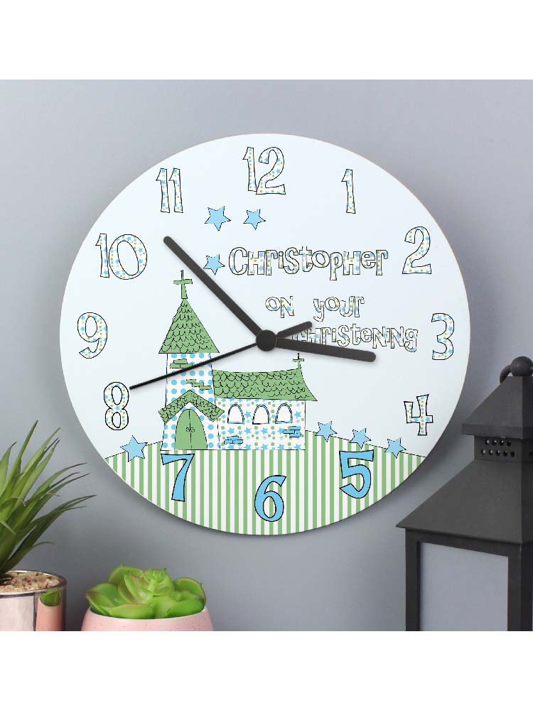 Personalised Church Boys Christening Clock