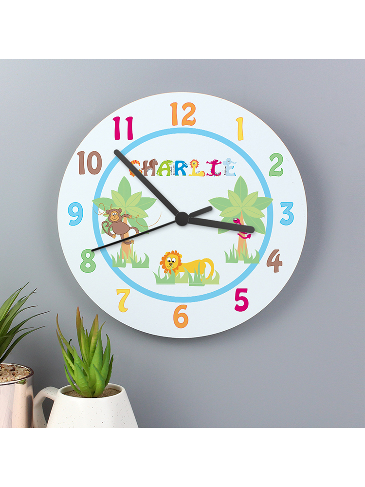 Personalised Blue Animal Alphabet Clock