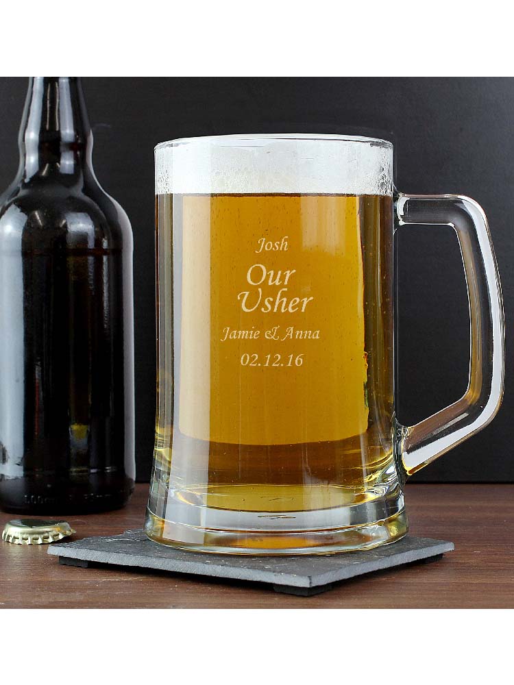 Engraved Personalised Glass Pint Stern Tankard