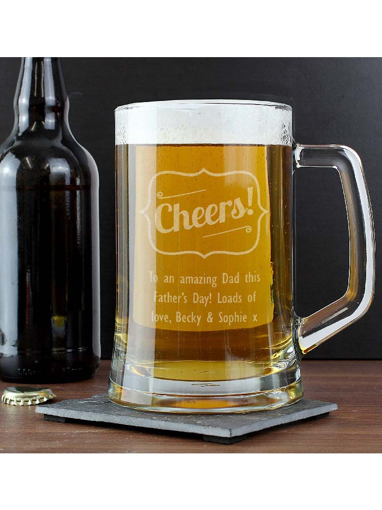 Personalised Cheers Glass Pint Stern Tankard