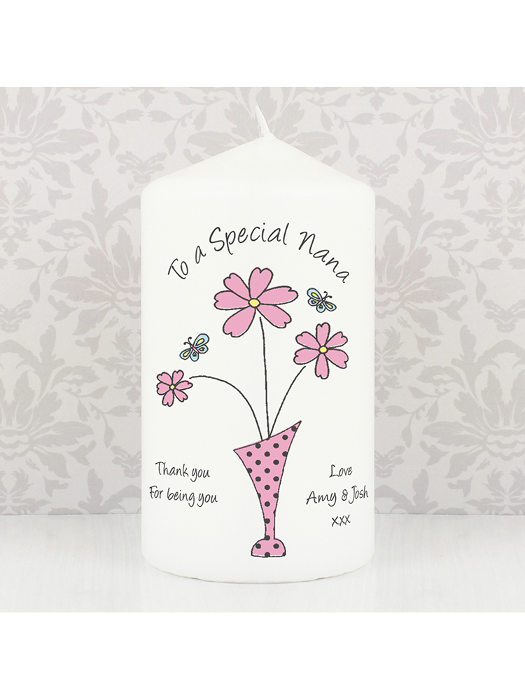 Personalised Flower in Vase Message Candle