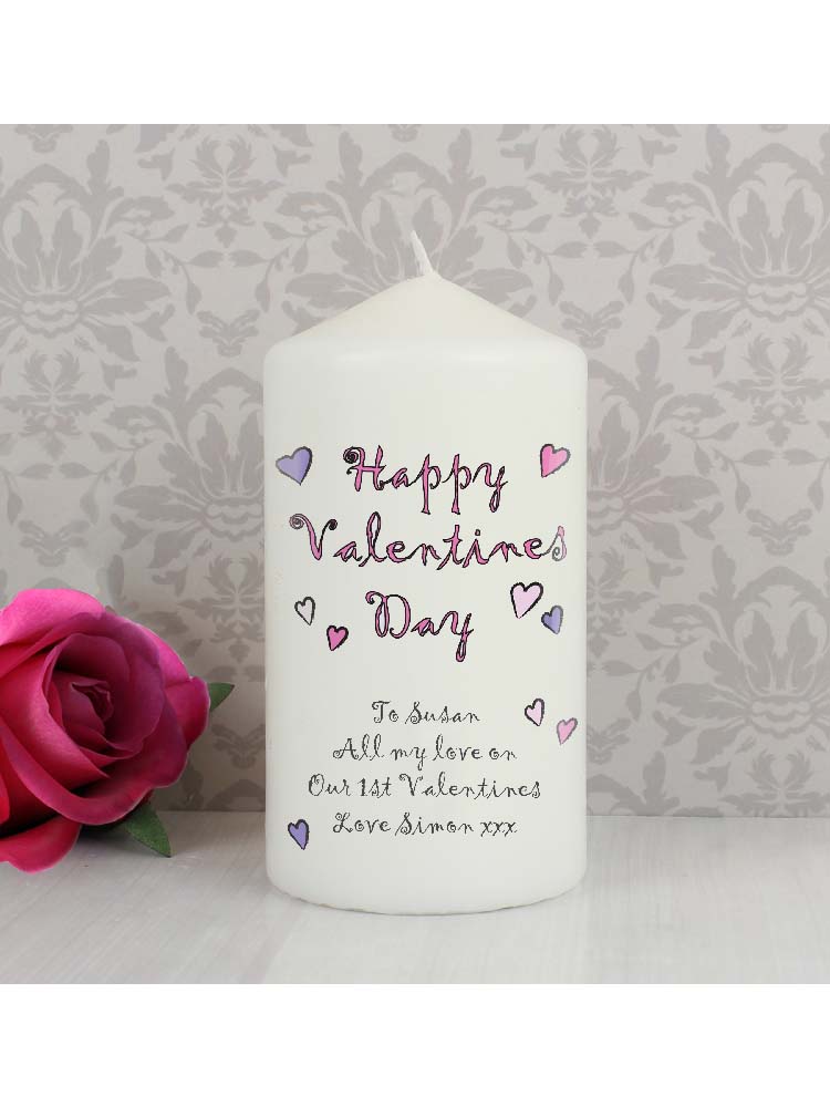 Personalised Flowers and Butterflies Happy Valentines Day Candle