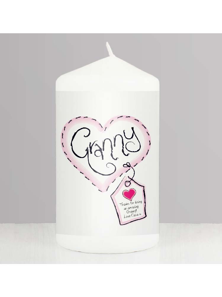 Personalised Granny Heart Stitch Candle