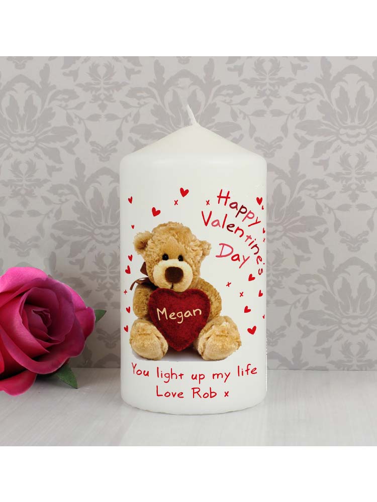 Personalised Teddy Heart Candle