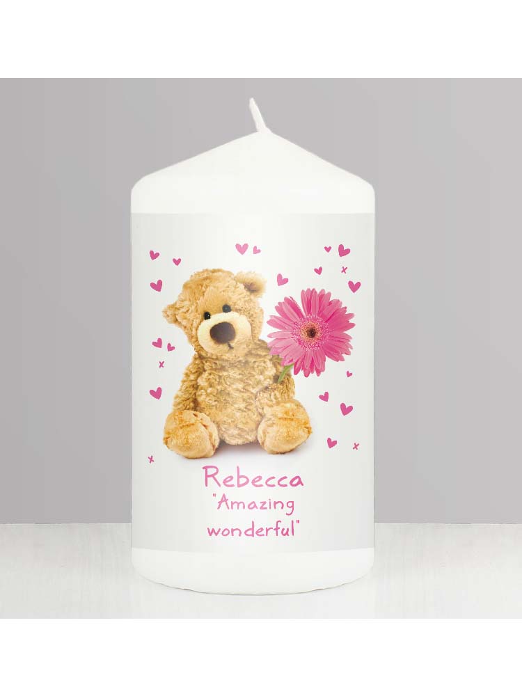 Personalised Teddy Flower Candle