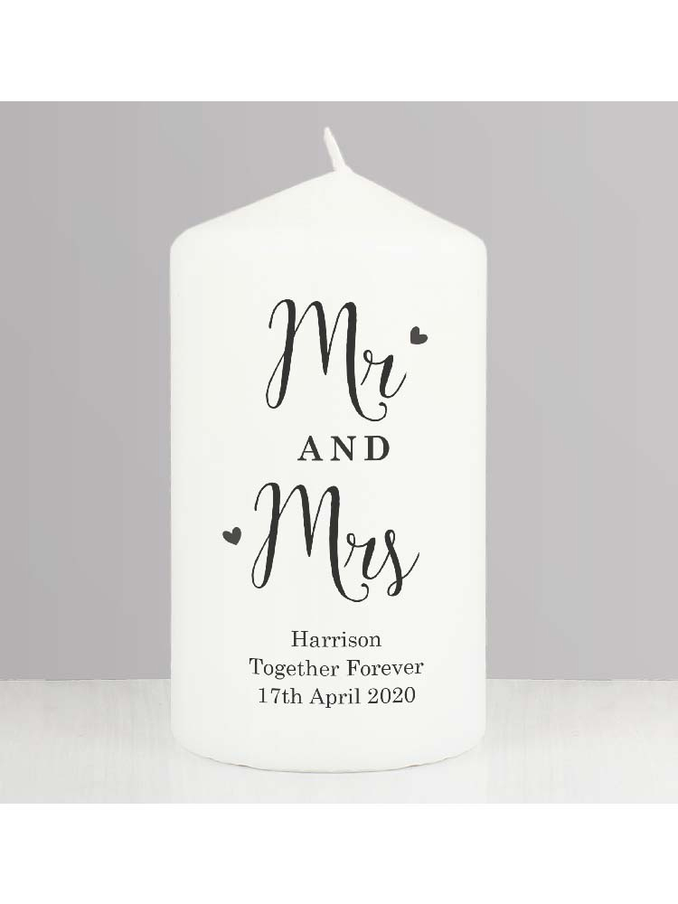 Personalised Married Couple Pillar Candle