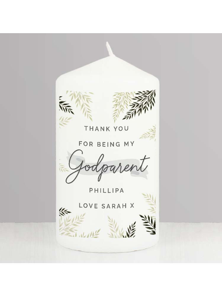 Personalised Godparent Pillar Candle